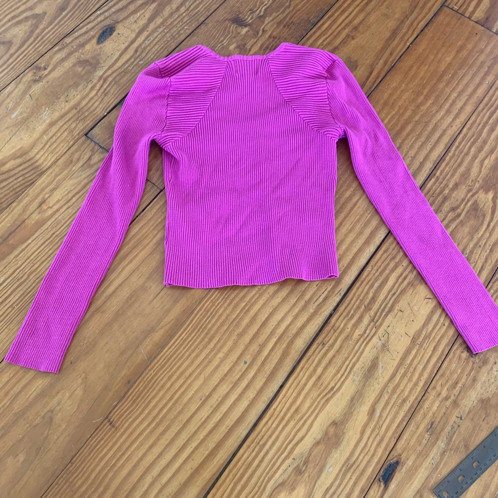 Pink Rose Fuchsia Ribbed Blouse - Picture 2 of 4